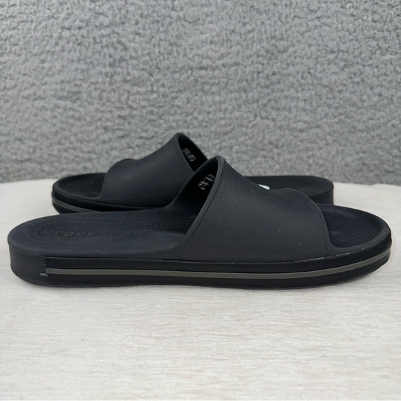 Crocs Shoes Mens 6 Womens 8 Black Iconic Comfort Slip On Slide Sandals - Picture 9 of 9